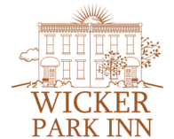 Logo of Wicker Park Inn featuring a stylized building and sun design.